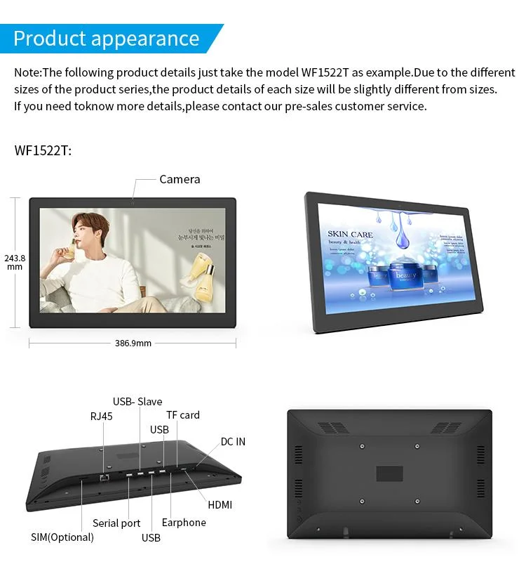 Elc Wf1522t 15.6 Inch IPS Panel Touch Screen Conference Table Capacitive Touch All in One Android Tablet