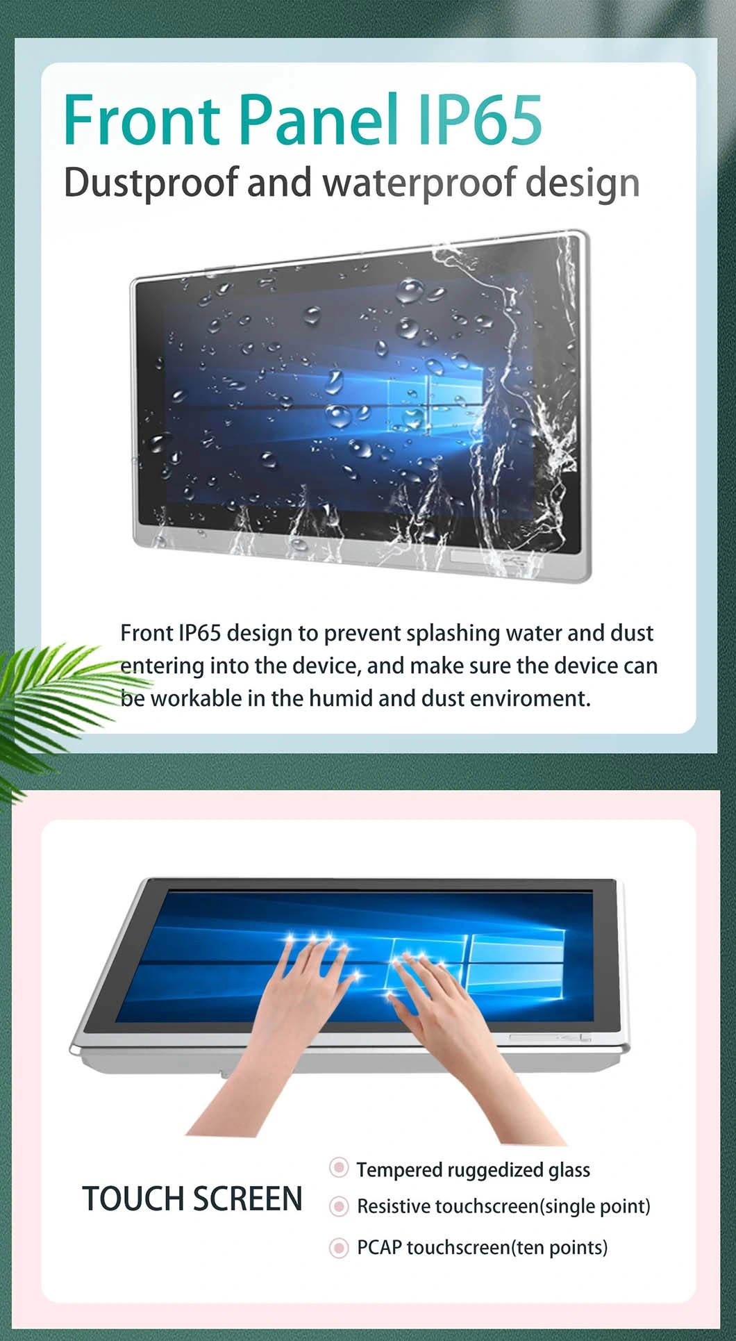 10.1 Inch Industrial Embedded PC IP65 Waterproof Dustproof Resistive Touch Screen Intel Skylake I3 CPU 7100u Codesys Fanless HMI Panel PC All-in-One Computer