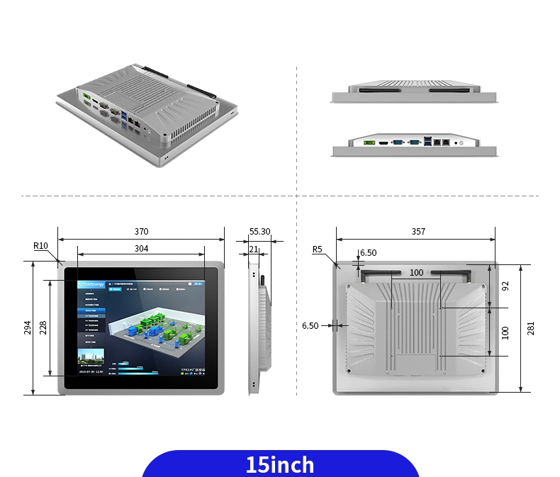 Fully Enclosed Fanless Cooling System Desktop Embedded Touch Screen Waterproof Industrial Panel PC