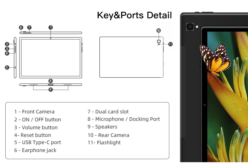 Hot 5g WiFi 10inch Octa-Core Unisoc Sc9863A 32GB 64GB Bt 5.0 IPS Touch Screen Android 11 Google GPS 3G 4G LTE Phone Call SIM Card Docking Keyboard OEM Tablet PC