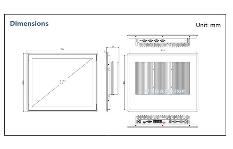 17.3 Inch I3 7100u Capacitive Touch Screen Industry Panel PC with 4COM